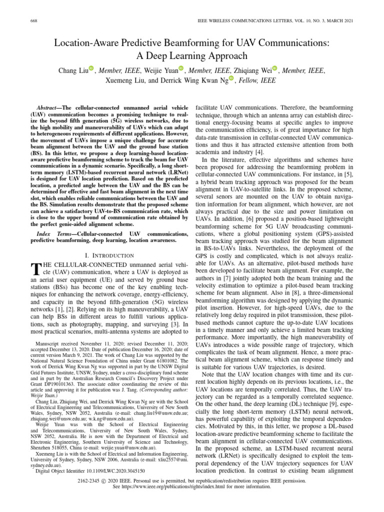 UAV Beamforming with Deep Learning | PDF | Unmanned Aerial Vehicle ...