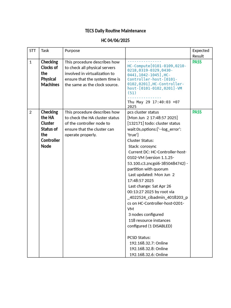 TECS Daily Maintenance Procedures | PDF | Computer Cluster | Software