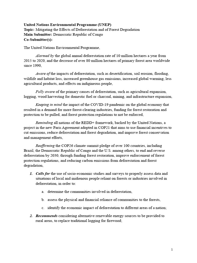 Mitigating Deforestation Effects: UNEP Report | PDF | Deforestation ...