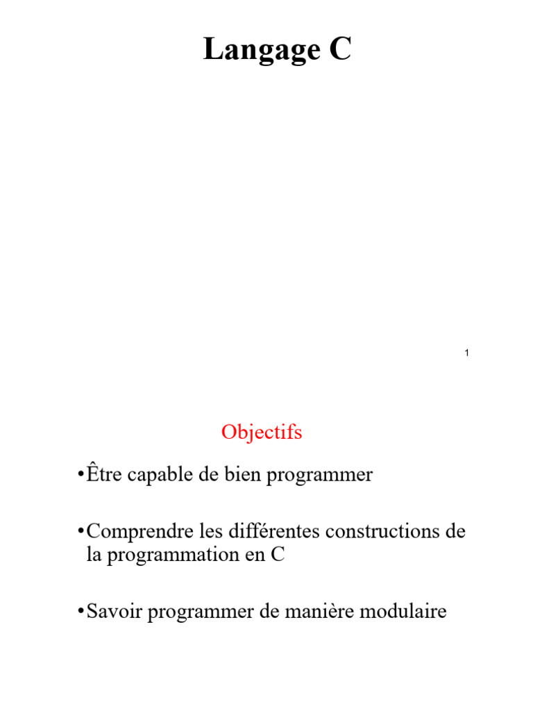 Introduction au langage C et ses bases | PDF | C (Langage de ...