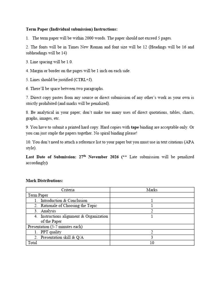 ECON 2405 Term Paper Instructions | PDF | Written Communication ...