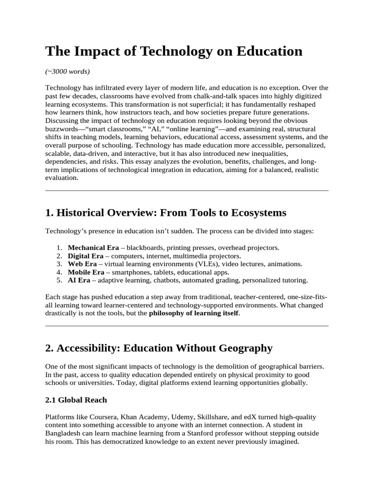 The Impact of Technology on Education - Copy | PDF | Learning ...