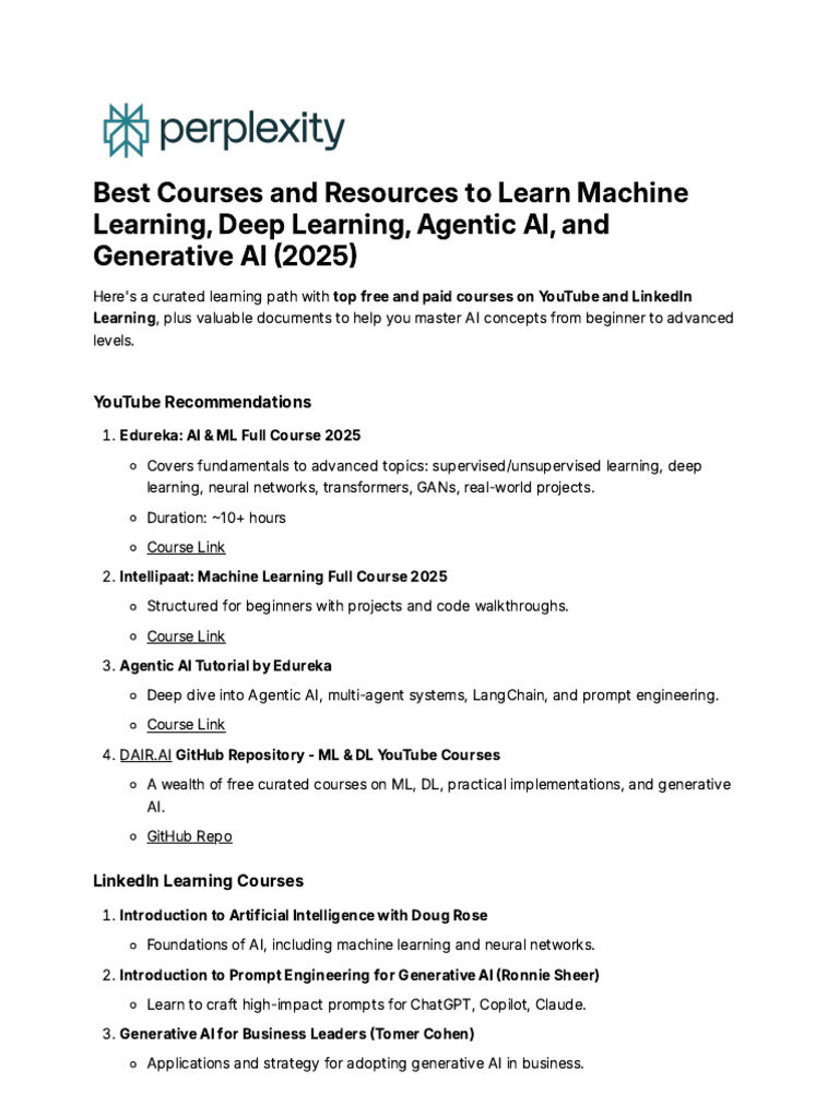 Best AI Learning Resources 2025 | PDF | Artificial Intelligence ...