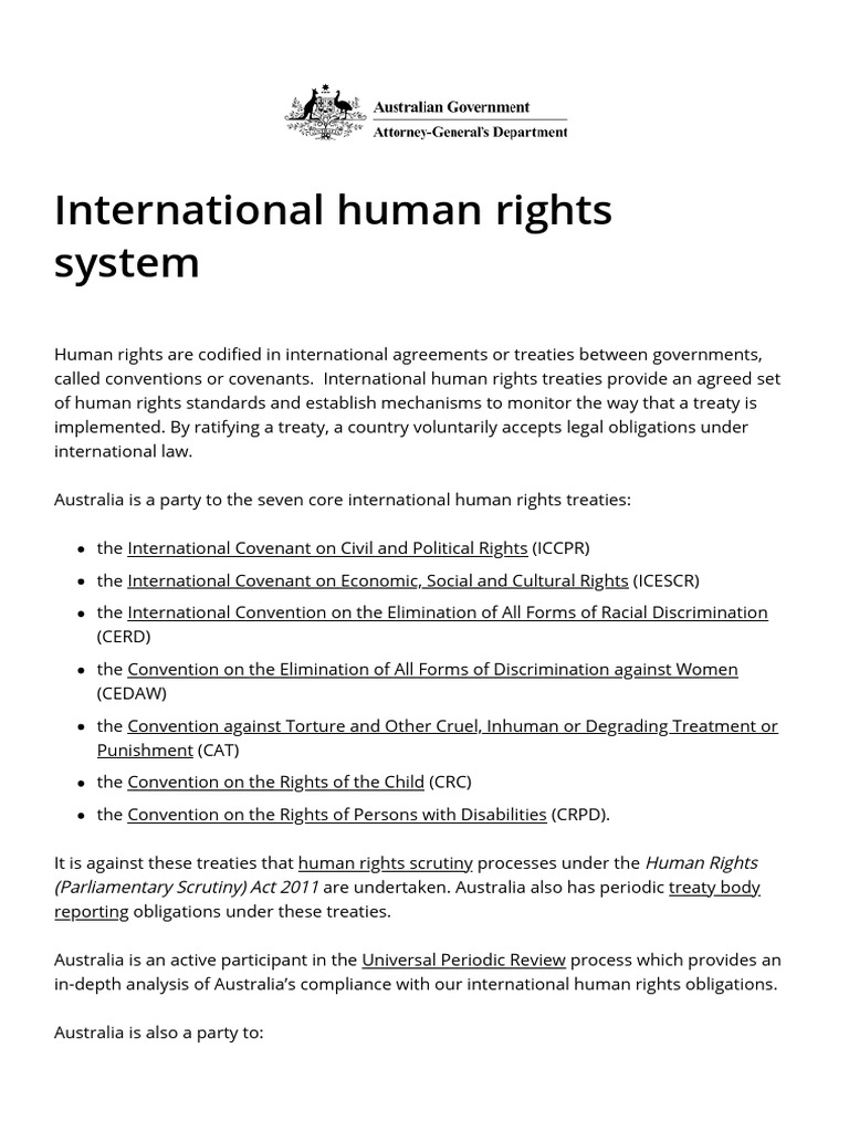International Human Rights System _ Attorney-General's Department | PDF ...