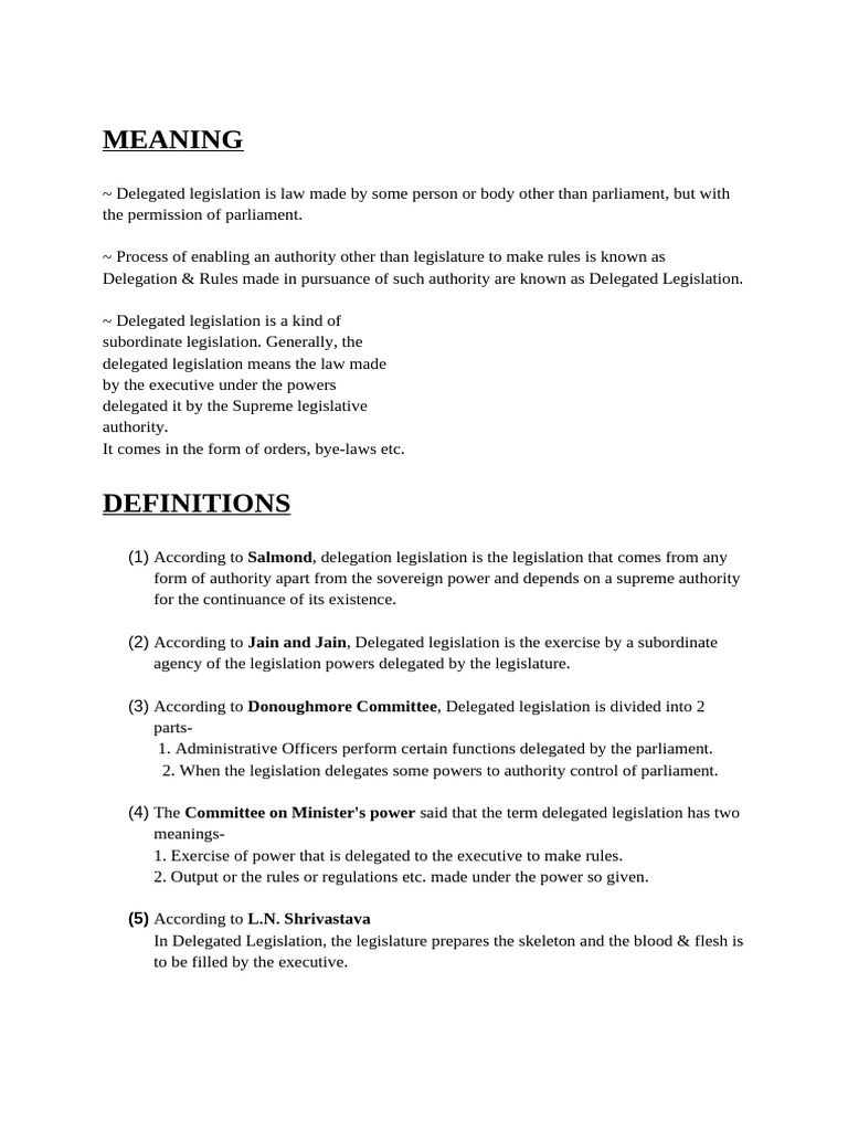 Understanding Delegated Legislation | PDF | Legislation | Legislature