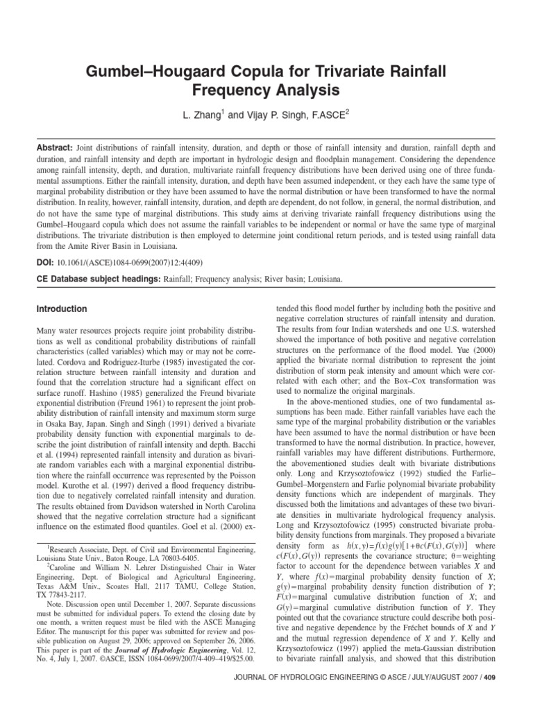 Trivariate Rainfall Frequency Analysis | PDF | Probability Density ...