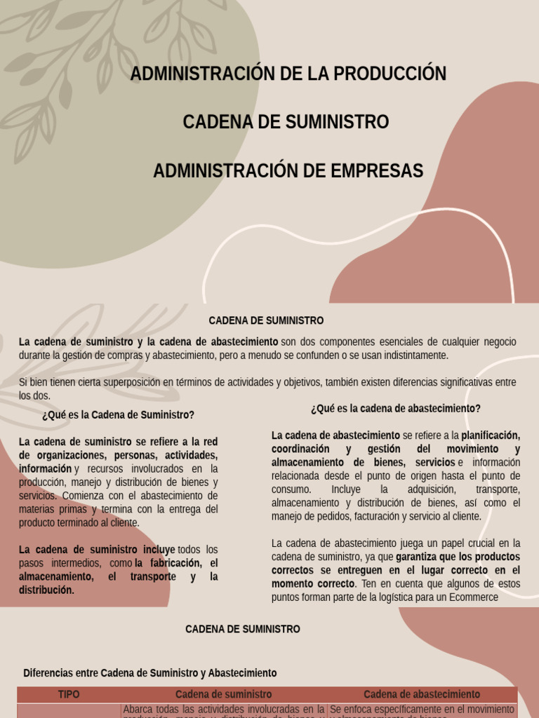 Diferencias entre Cadena de Suministro y Abastecimiento | PDF ...