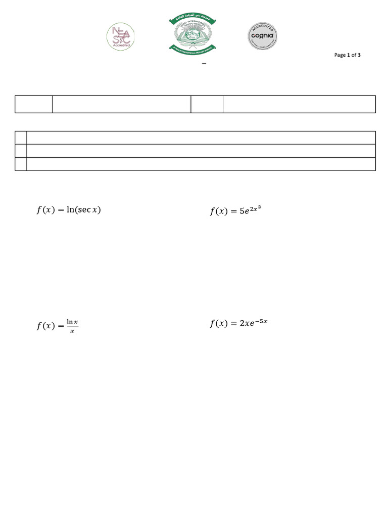 Derivative of Exp & Log | PDF