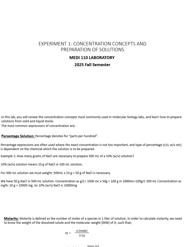 EXP 1 17.10.2025-2 | PDF | Mass Concentration (Chemistry) | Volume