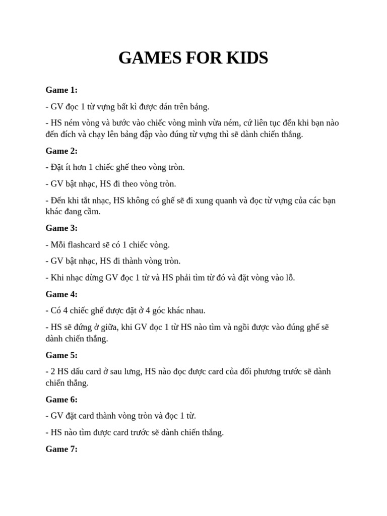 Games for Kids | PDF