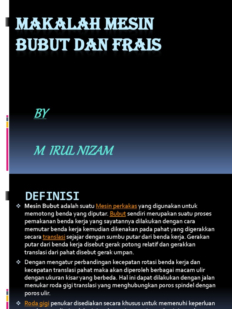 Makalah Mesin Bubut Dan Frais