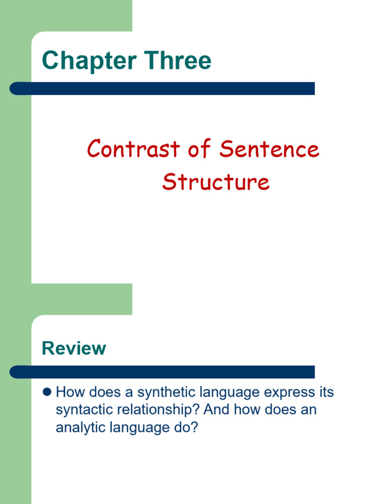 Chapter 3 Contrast of Sentence Structure - Cai | PDF | English Language |  Word