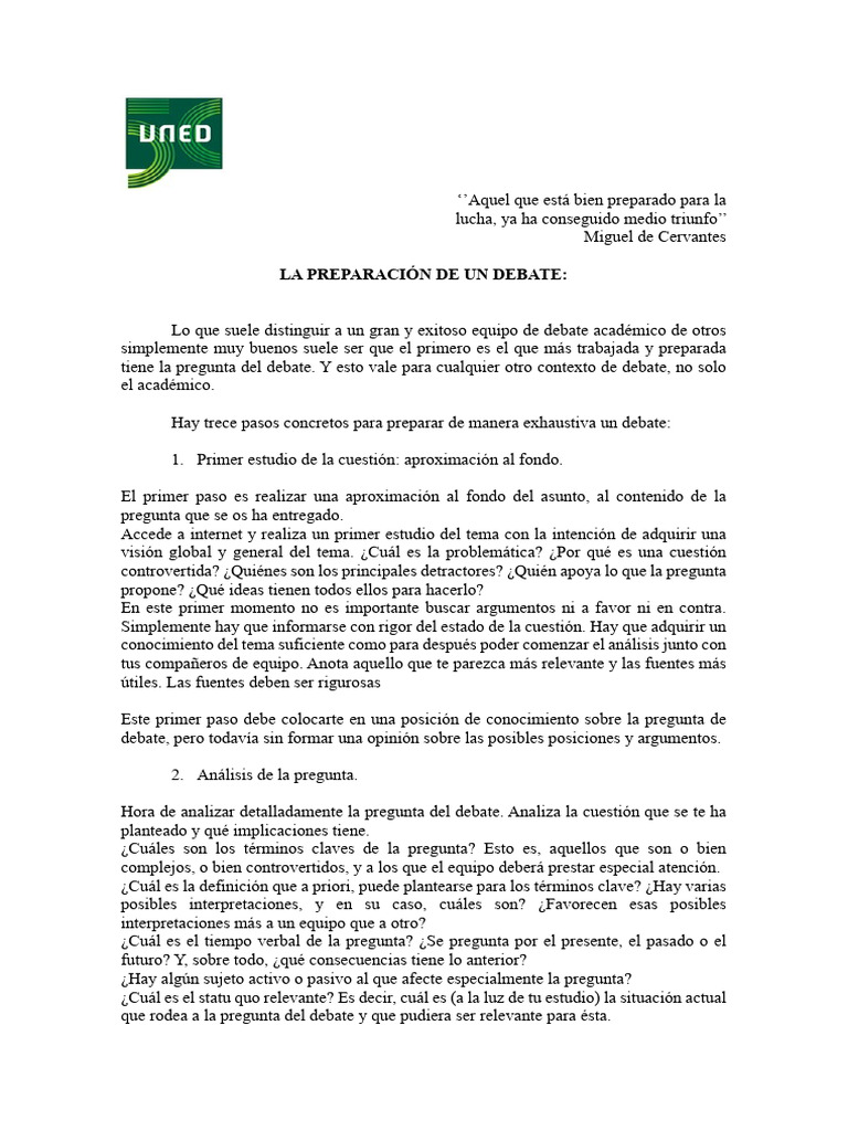 Preparación Efectiva para un Debate | PDF