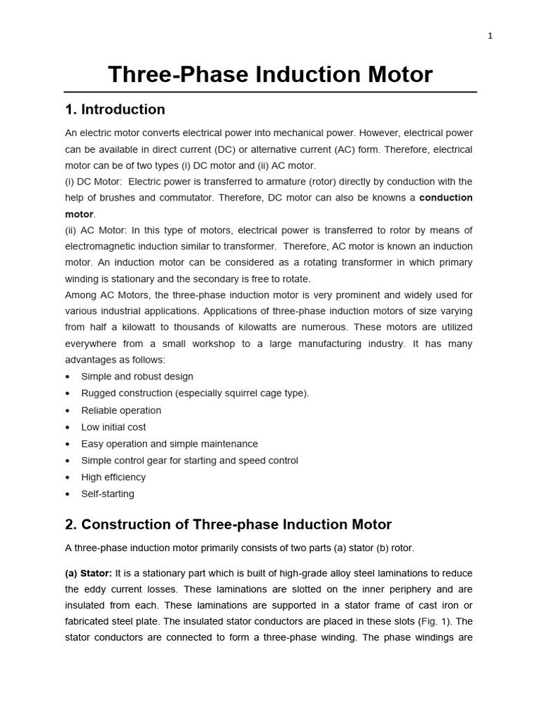 Three-Phase Induction Motor Overview | PDF | Electric Motor ...