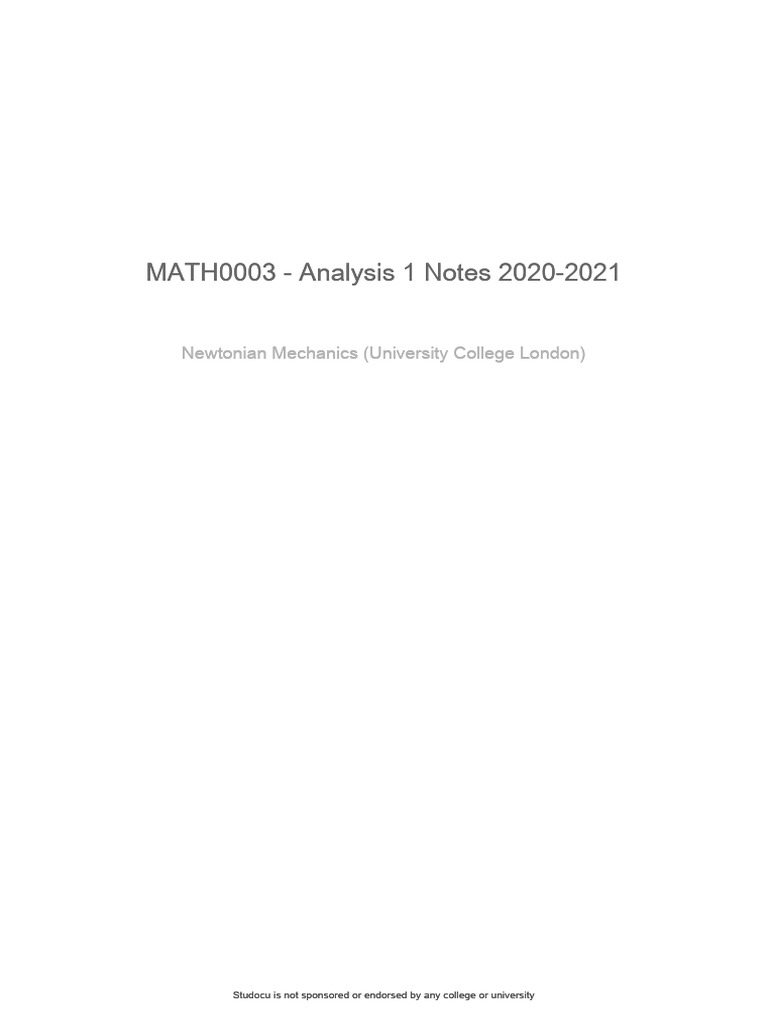 MATH0003 Analysis 1 Notes 2020-2021 | PDF | Limit (Mathematics) | Field ...