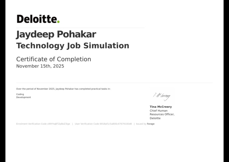 Technology Job Simulation Certificate | PDF