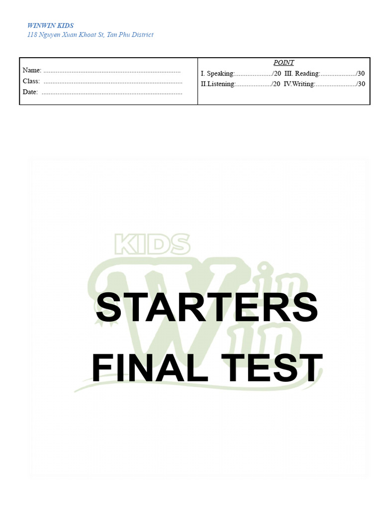 Starters: Final Test | PDF | Chess Openings | Chess Theory
