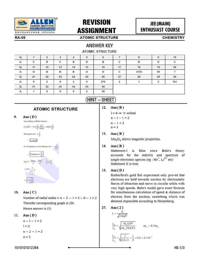 05. Week-02 Chem Atomic Structure Hs | PDF | Atomic Orbital ...