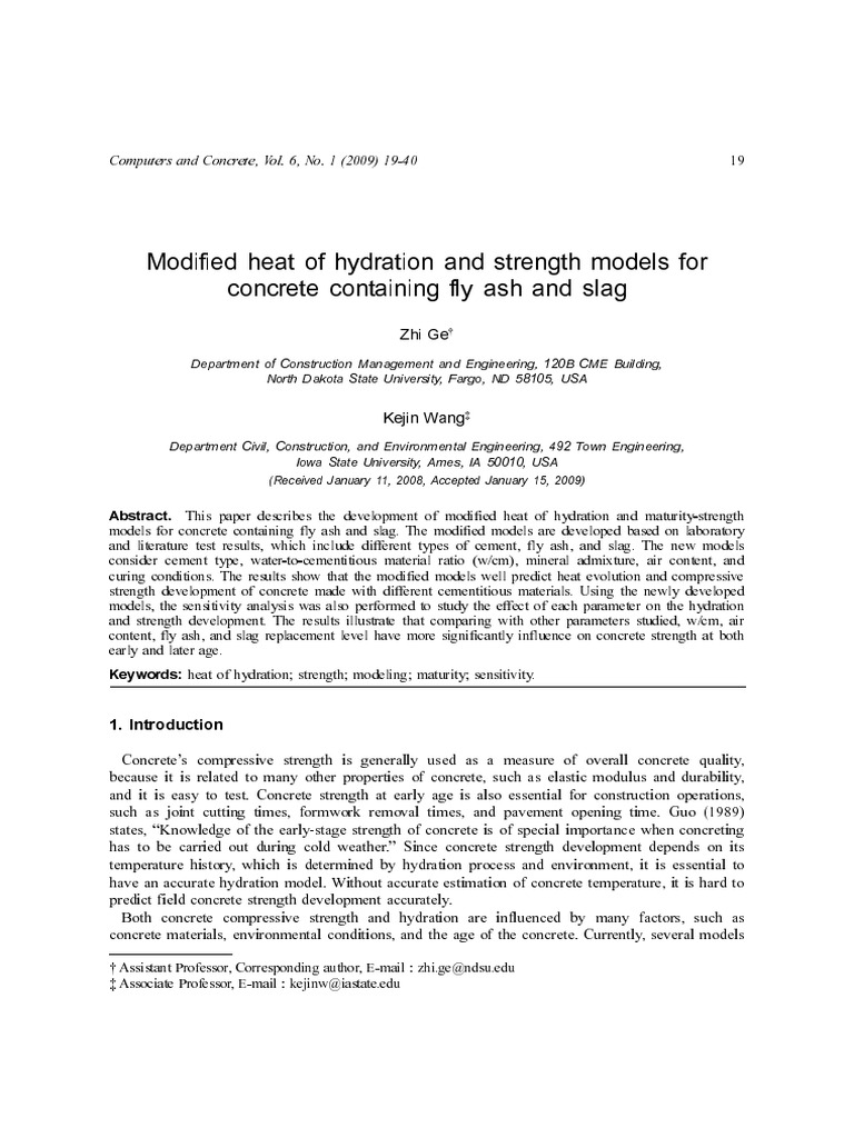 Heat of Hydration Fly Ash | PDF | Concrete | Cement