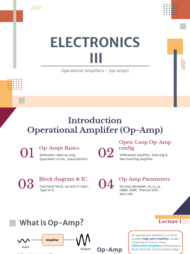 Lecture - 1-4 OP-Amps Basic | PDF | Operational Amplifier | Amplifier