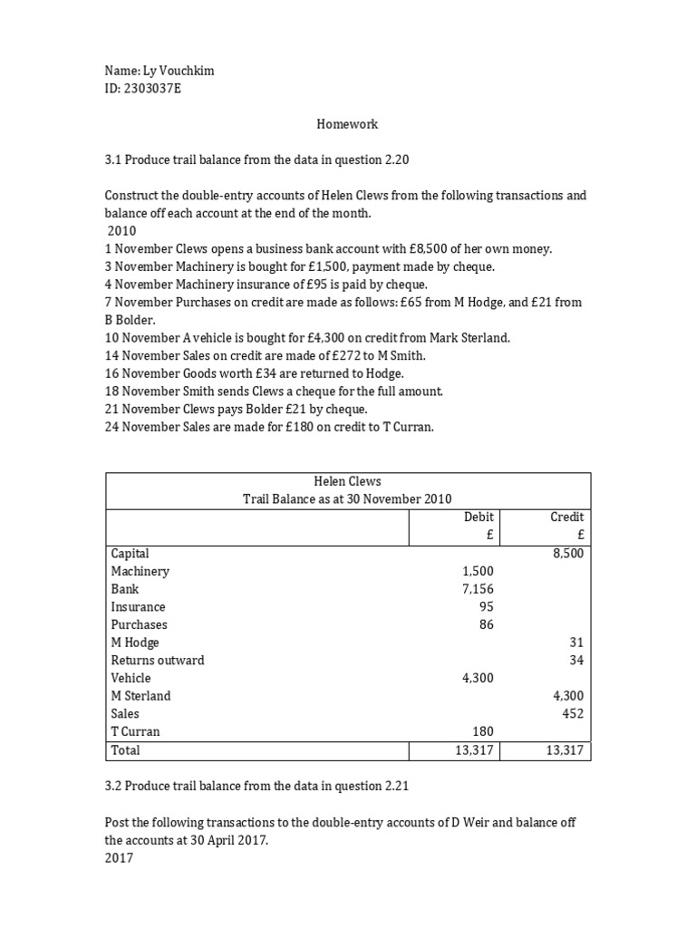 Double-Entry Accounting Exercises and Statements | PDF | Balance Sheet ...