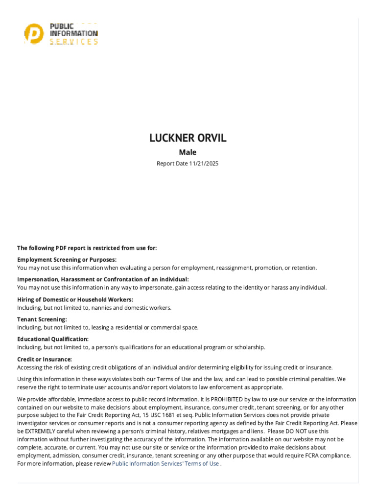 People Report - Public Information Services - LUCKNER ORVIL | PDF ...