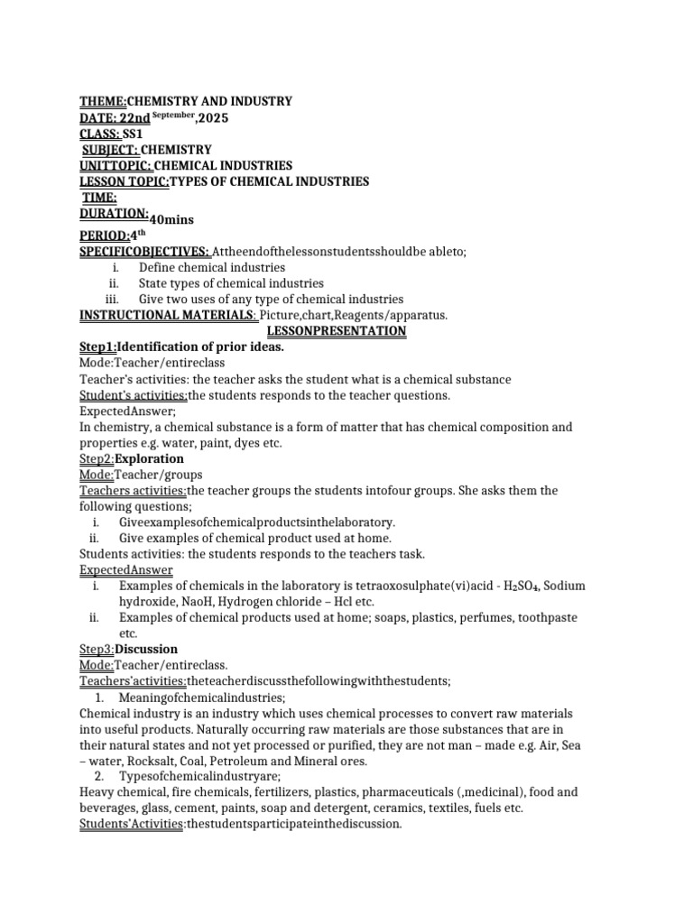 Types of Chemical Industries Explained | PDF | Chemical Substances ...