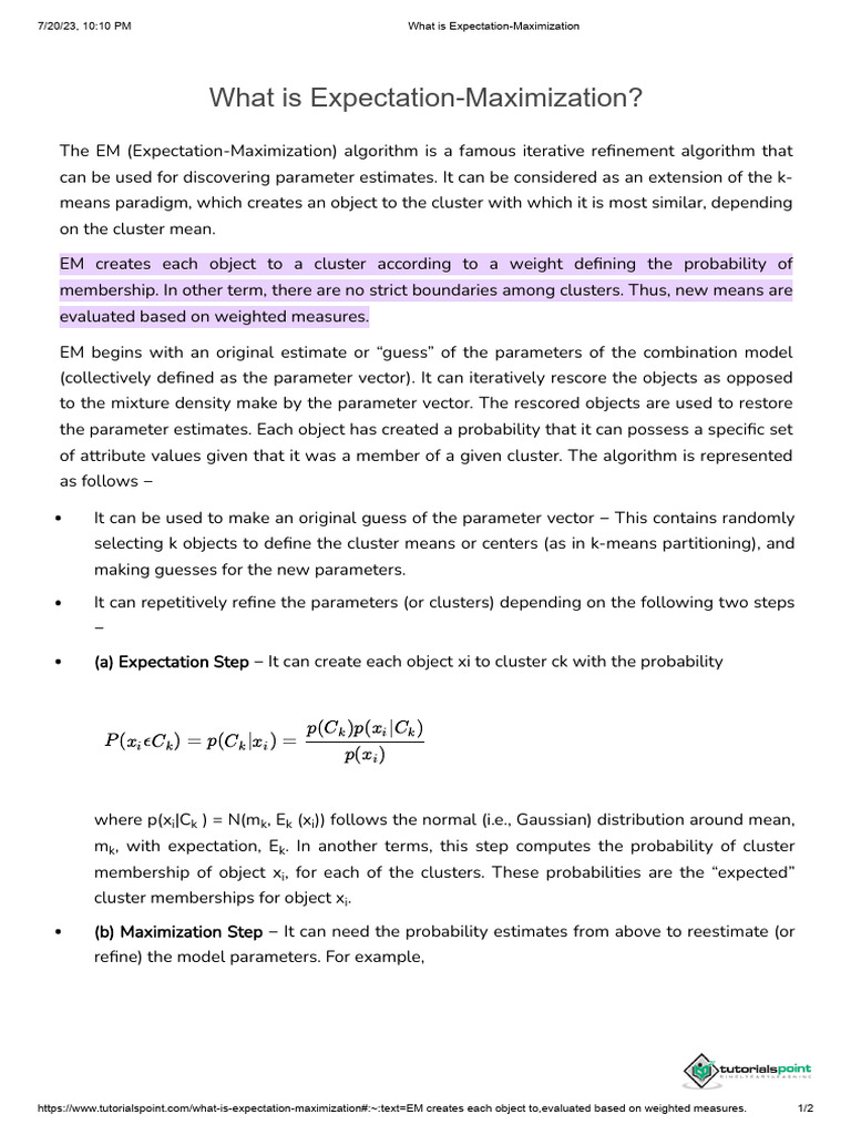 What is Expectation-Maximization | PDF | Cluster Analysis ...