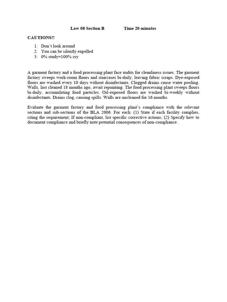 Audit Compliance for Factories: BLA 2006 | PDF