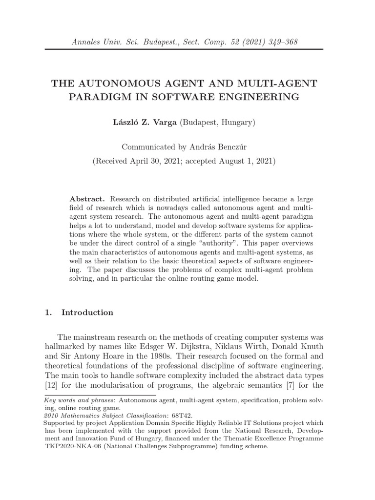 Autonomous Agents in Software Engineering | PDF | Game Theory | System