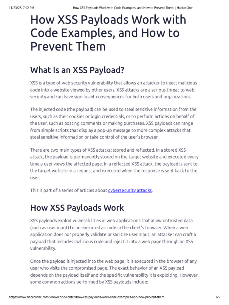 Understanding XSS Payloads & Prevention | PDF | World Wide Web ...
