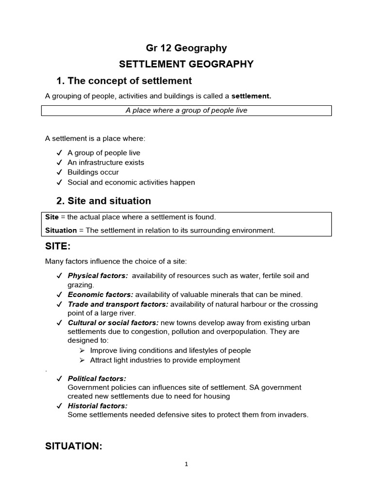 Understanding Settlement Geography Concepts | PDF | City | Village
