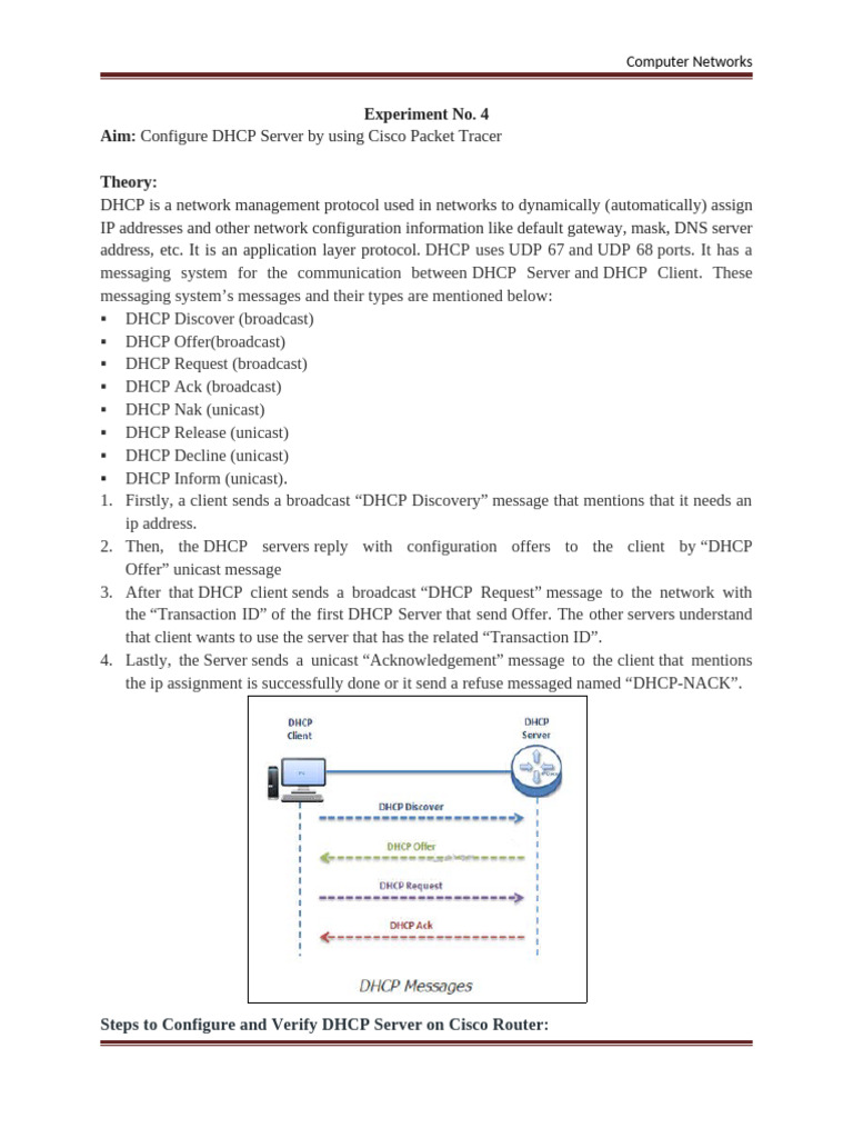 Configure DHCP Server in Cisco Packet Tracer | PDF | Ip Address ...