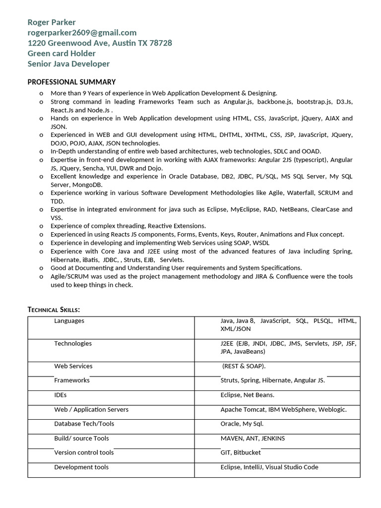 Senior Java Developer with Frontend Expertise | PDF | Angular Js | Java ...