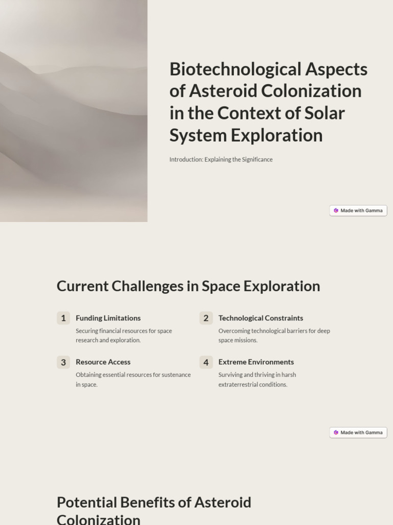 Biotechnological Aspects of Asteroid Colonization in the Context of ...
