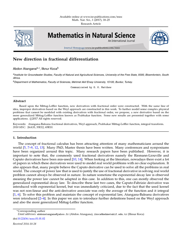 New Fractional Derivatives Approach | PDF | Calculus | Mathematical ...