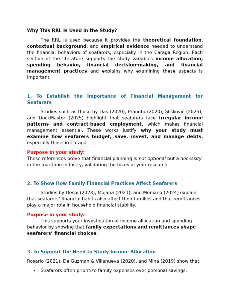 Why This RRL is Used in the Study | PDF | Psychology | Behavioural Sciences