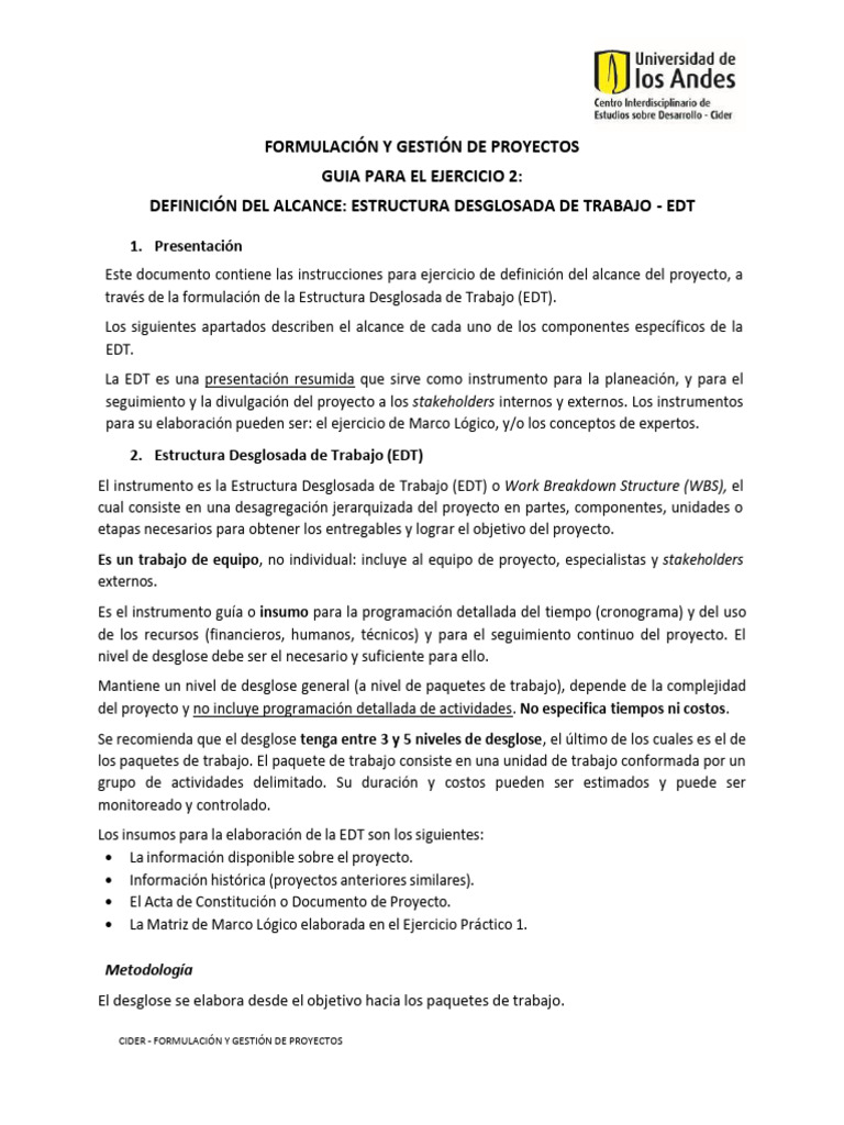 Guía para Definir la EDT en Proyectos | PDF