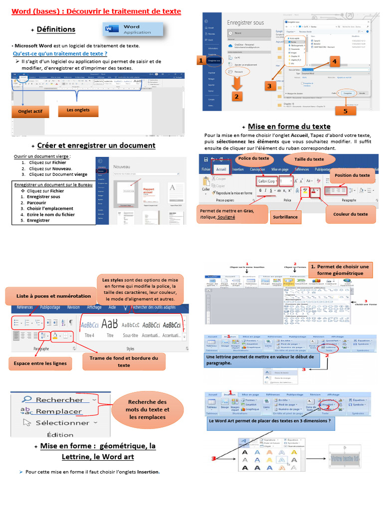 Guide de base pour utiliser Word | PDF | Microsoft Word | Texte