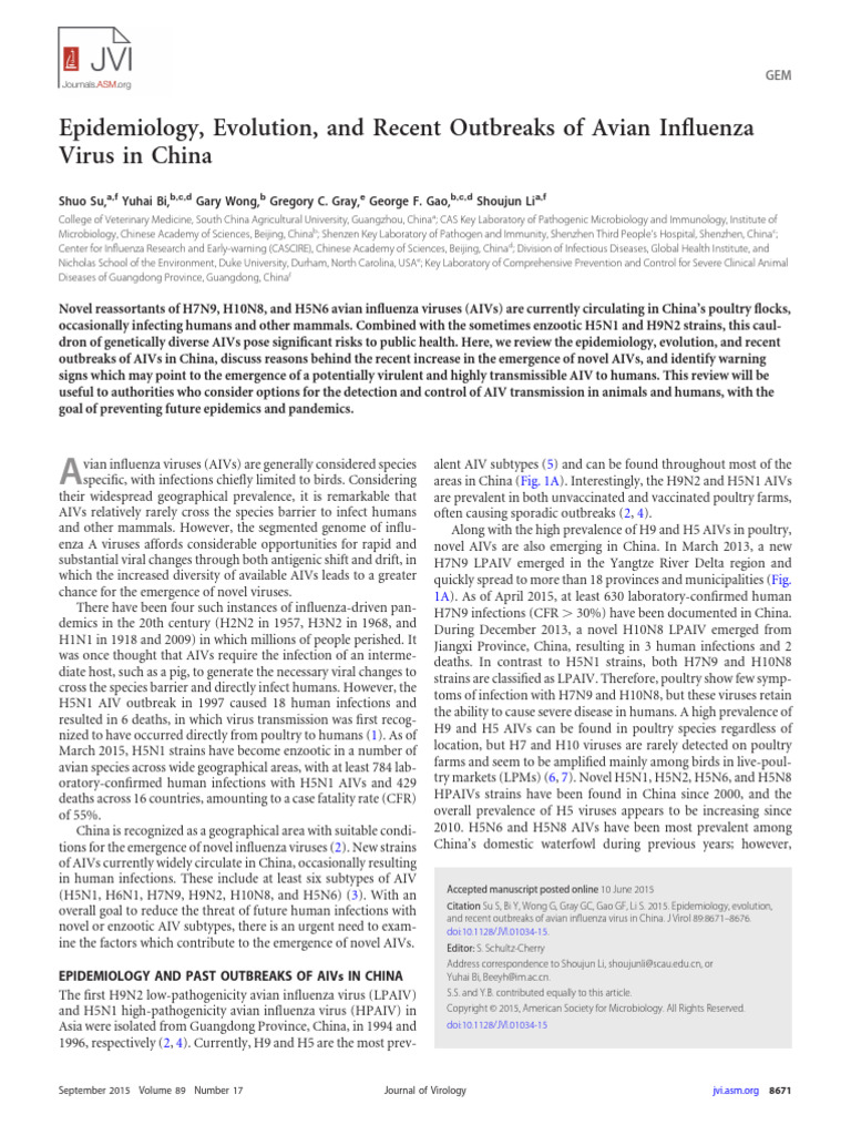 Avian Influenza Outbreaks in China | PDF | Influenza A Virus Subtype H5 ...
