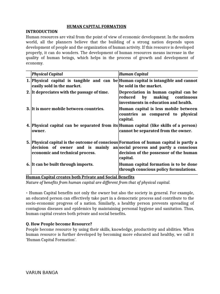 Human Capital Formation Explained | PDF | Cost Of Living | Human Capital