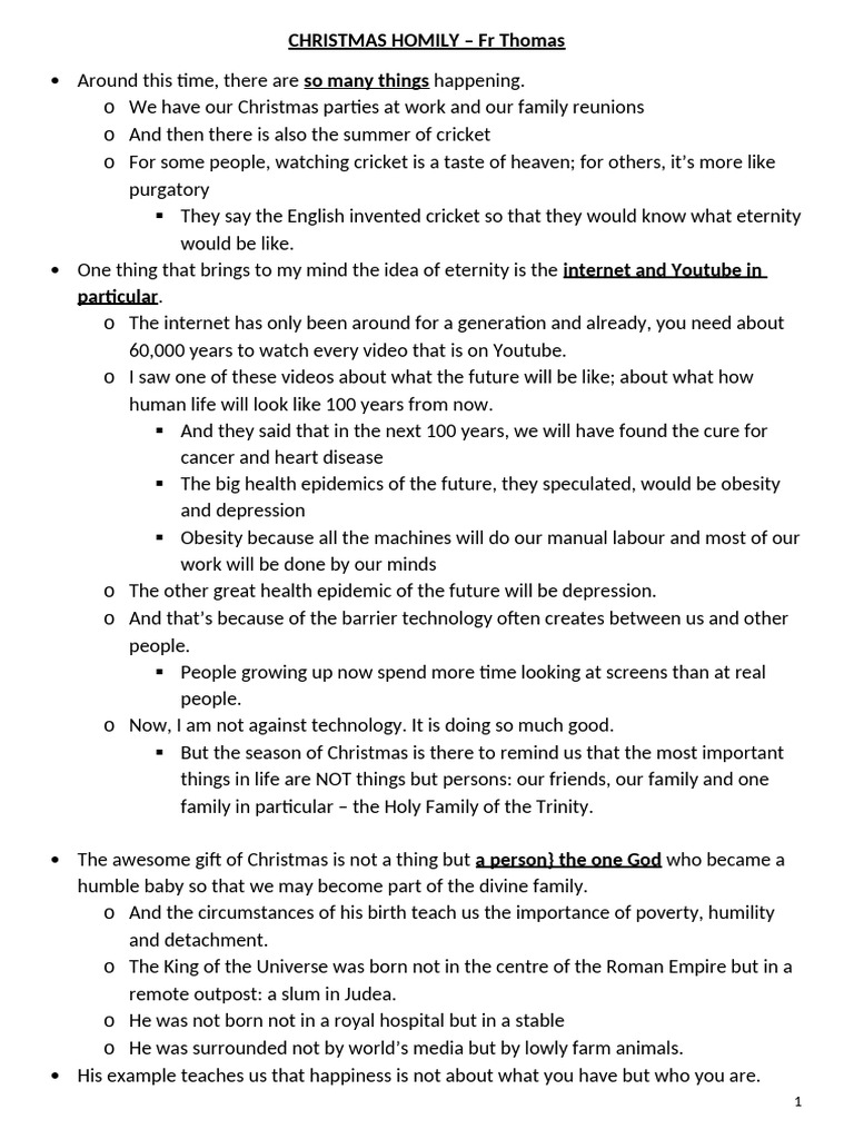 A Christmas Day Parish Generic Homily | PDF | Religious Belief And ...