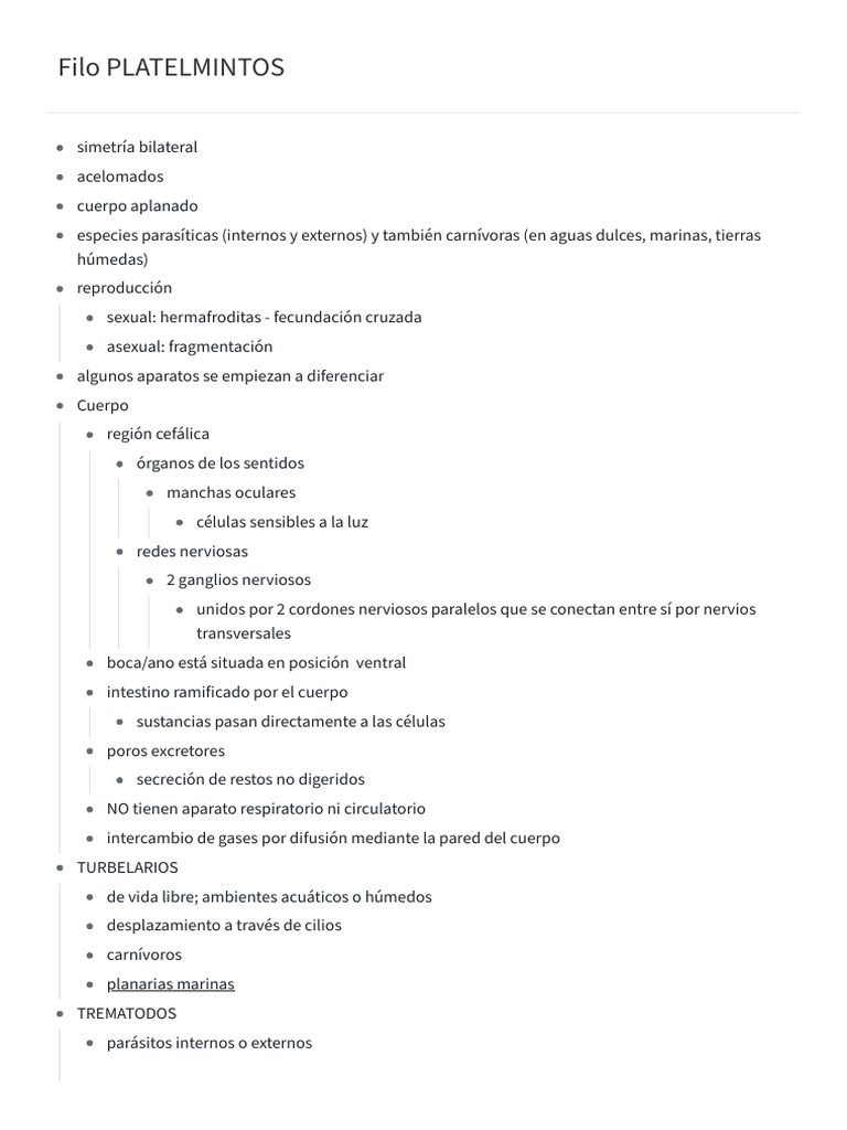 Filo Platelmintos | PDF