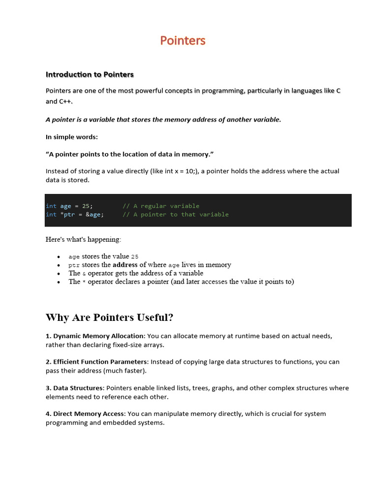 Understanding Pointers in C/C++ | PDF | Pointer (Computer Programming ...
