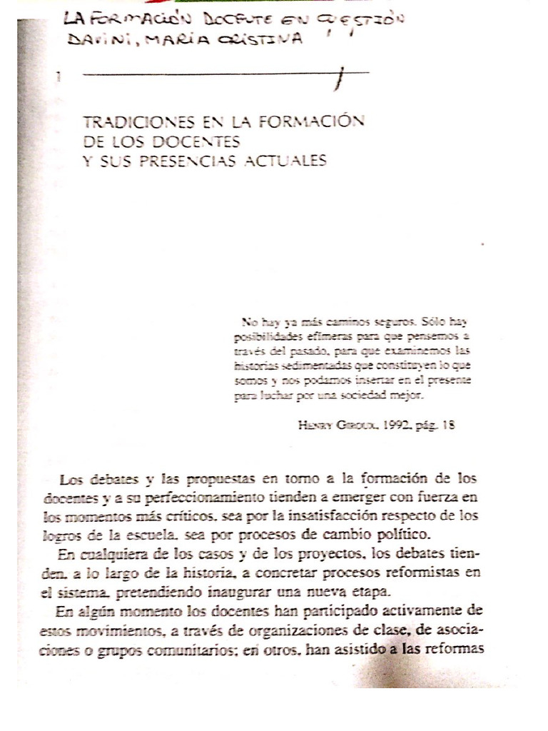 Davini-La Formación Docente en Cuestión | PDF
