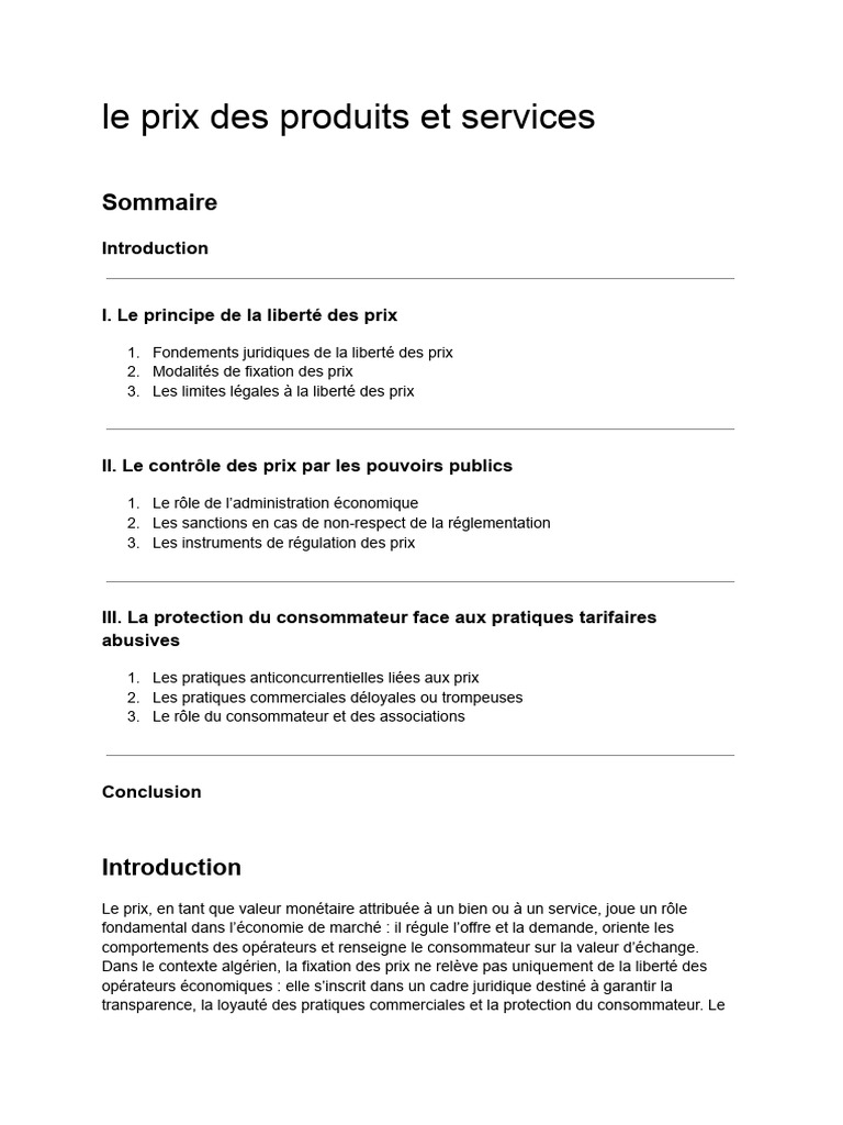Régulation des Prix en Droit Algérien | PDF | Prix | Contrôle des prix