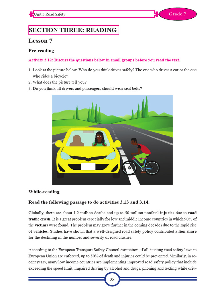 Grade 7 Road Safety Education Unit | PDF | Road Traffic Safety ...