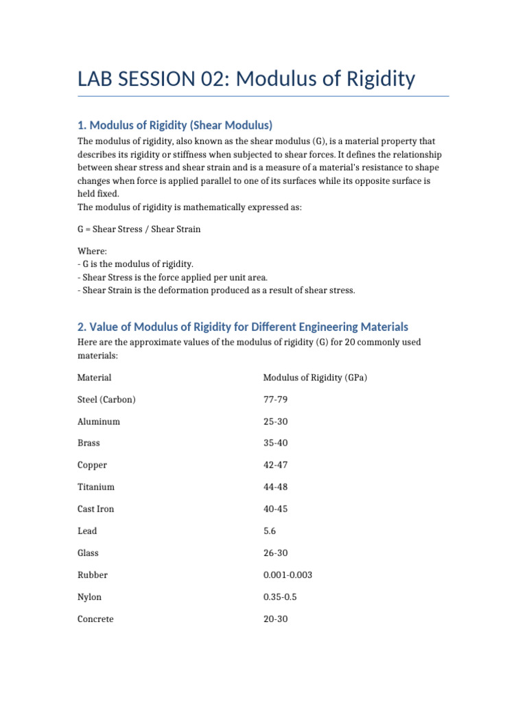 Modulus of Rigidity Explained | PDF | Young's Modulus | Stiffness