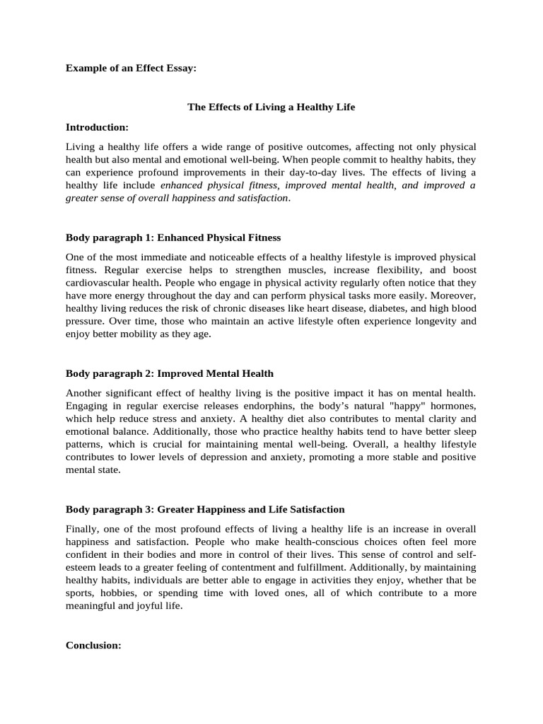 8c. Example of An Effect Essay | PDF | Physical Fitness | Mental Health