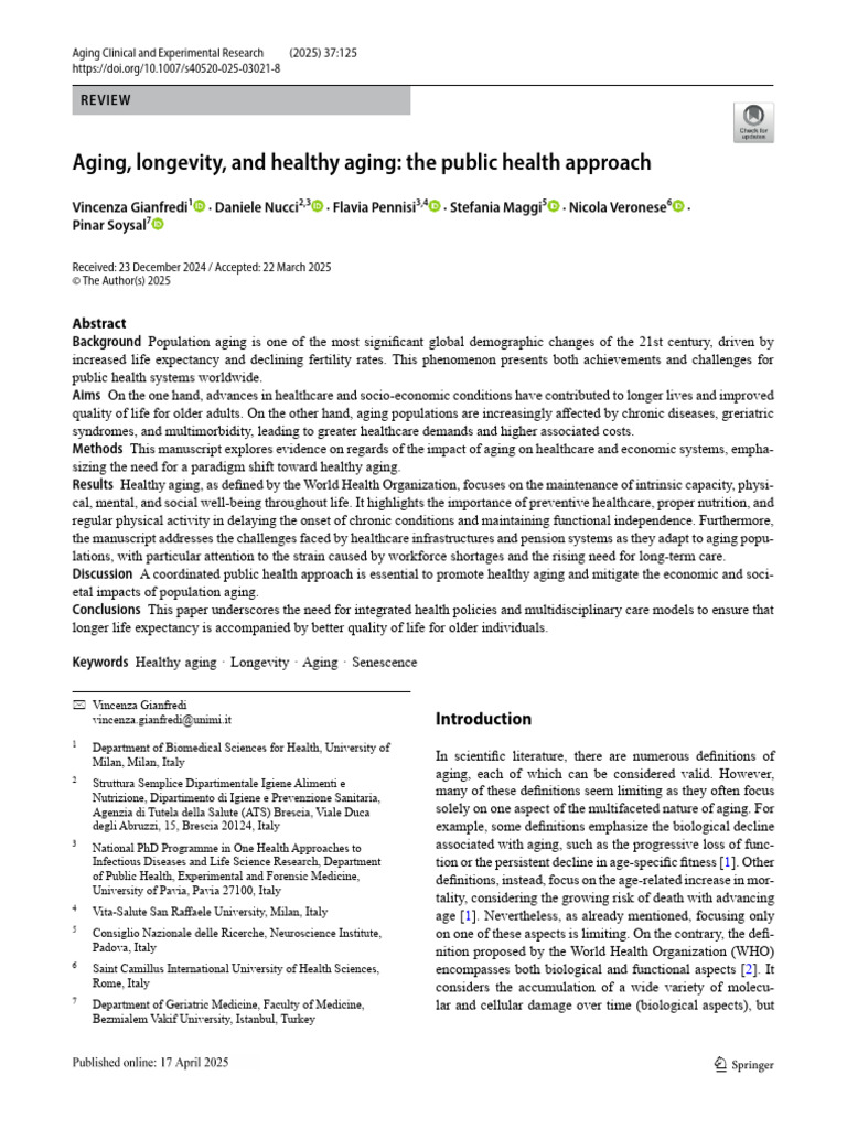Healthy Aging: Public Health Strategies | PDF | Ageing | Chronic Condition